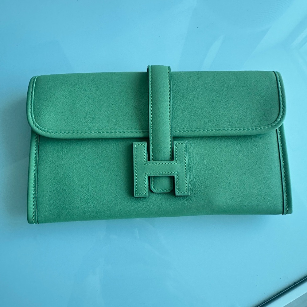 Hermes Jige Duo Clutch Swift Green